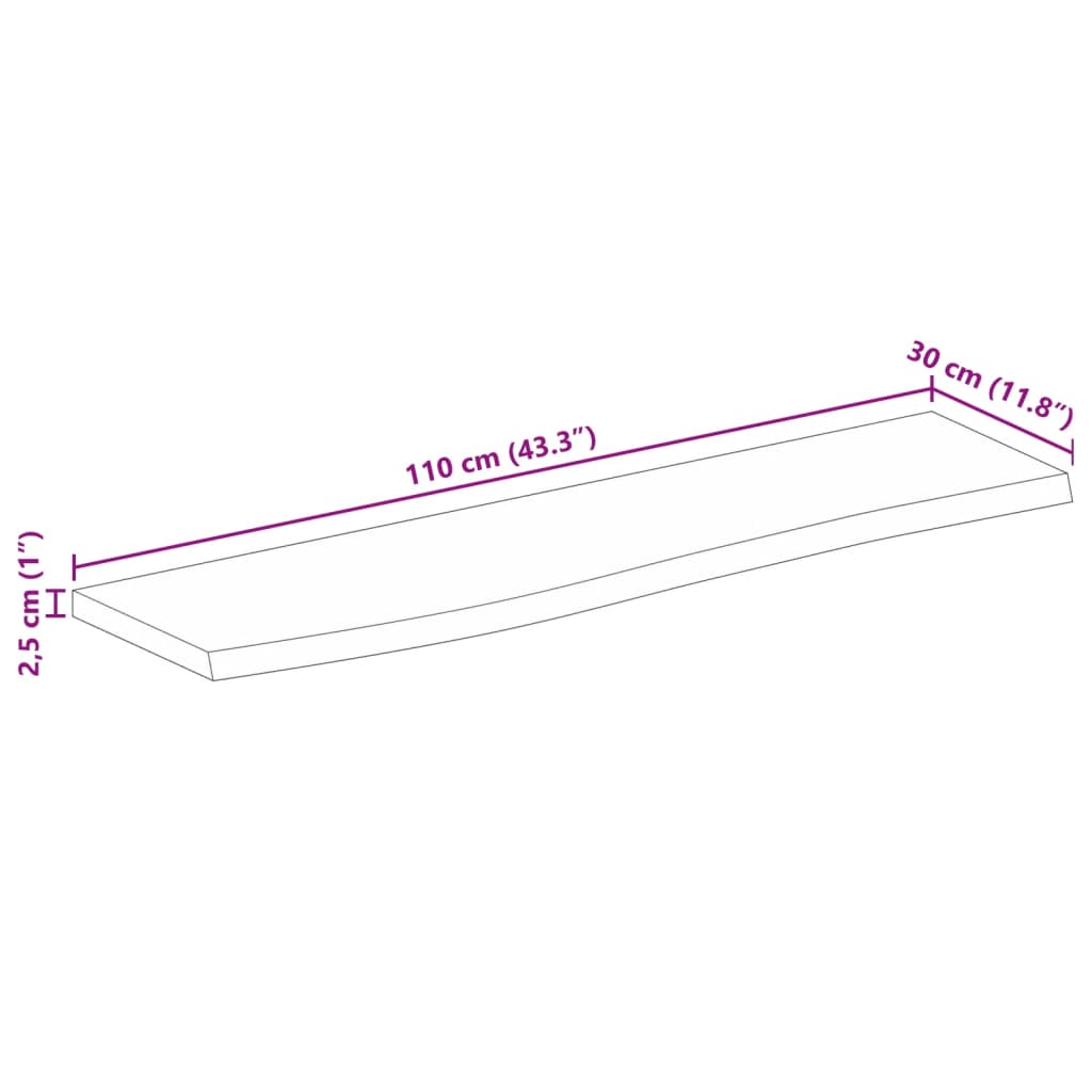 Tafelblad Met Natuurlijke Rand 110X30X2,5 Cm Eikenhouten Afwerking 110 x 30 x 2.5 cm