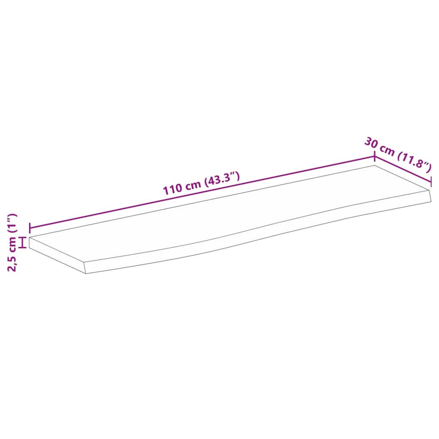 Tafelblad Met Natuurlijke Rand 110X30X2,5 Cm Eikenhouten Afwerking 110 x 30 x 2.5 cm