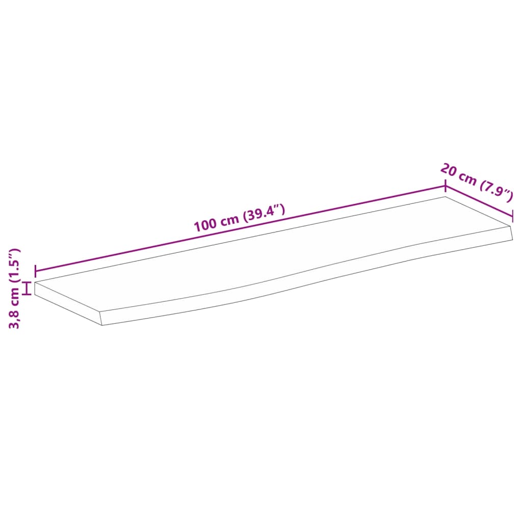 Tafelblad Met Natuurlijke Rand 100X20X3,8 Cm Eikenhouten Afwerking 100 x 20 x 3.8 cm