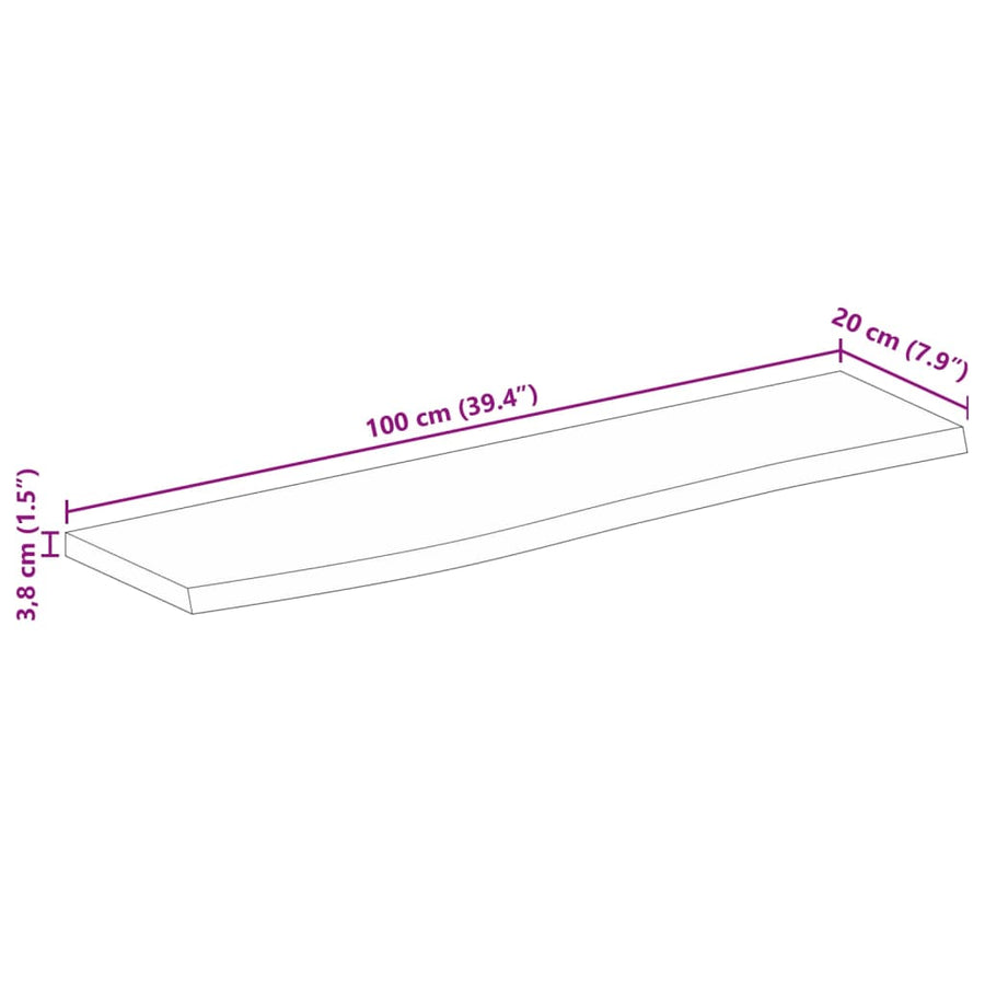 Tafelblad Met Natuurlijke Rand 100X20X3,8 Cm Eikenhouten Afwerking 100 x 20 x 3.8 cm