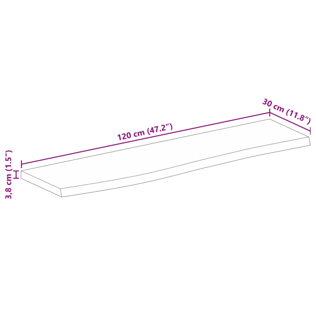 Tafelblad Met Natuurlijke Rand 120X30X3,8 Cm Eikenhouten Afwerking 120 x 30 x 3.8 cm