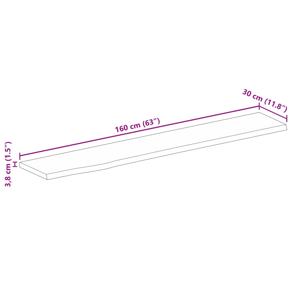 Tafelblad Met Natuurlijke Rand 160X30X3,8 Cm Eikenhouten Afwerking 160 x 30 x 3.8 cm