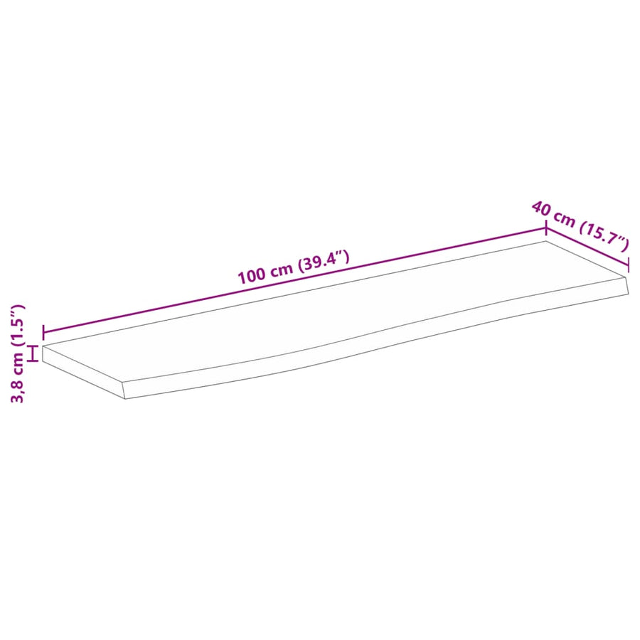 Tafelblad Met Natuurlijke Rand 100X40X3,8 Cm Eikenhouten Afwerking 100 x 40 x 3.8 cm