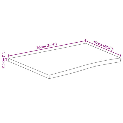 Tafelblad rechthoekig natuurlijke rand 90x60x2,5 cm acaciahout