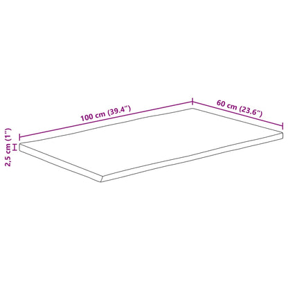 Tafelblad rechthoekig natuurlijke rand 100x60x2,5 cm acaciahout