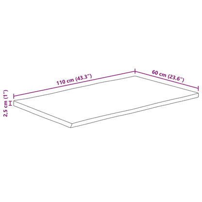 Tafelblad Rechthoekig Natuurlijke Rand 110X60X2,5 Cm Acaciahout Acaciahout (Naturel) 25 mm 110 x 60 cm
