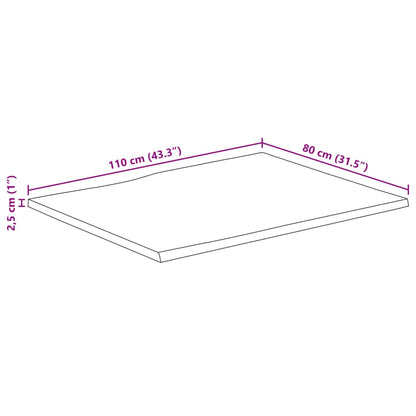 Tafelblad Rechthoekig Natuurlijke Rand 110X80X2,5 Cm Acaciahout Acaciahout (Naturel) 25 mm