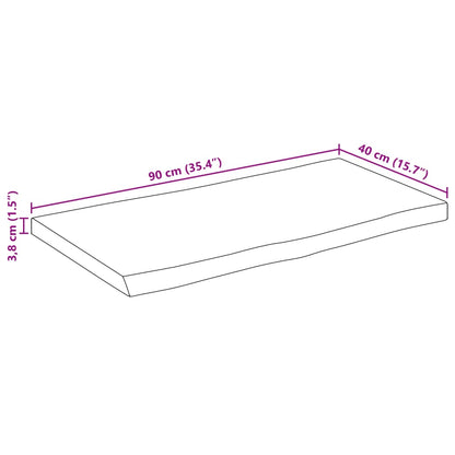 Tafelblad rechthoekig natuurlijke rand 90x40x3,8 cm acaciahout