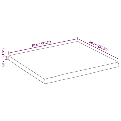 Tafelblad Vierkant Natuurlijke Rand 80X80X3,8 Cm Acaciahout Acaciahout (Naturel) 38 mm