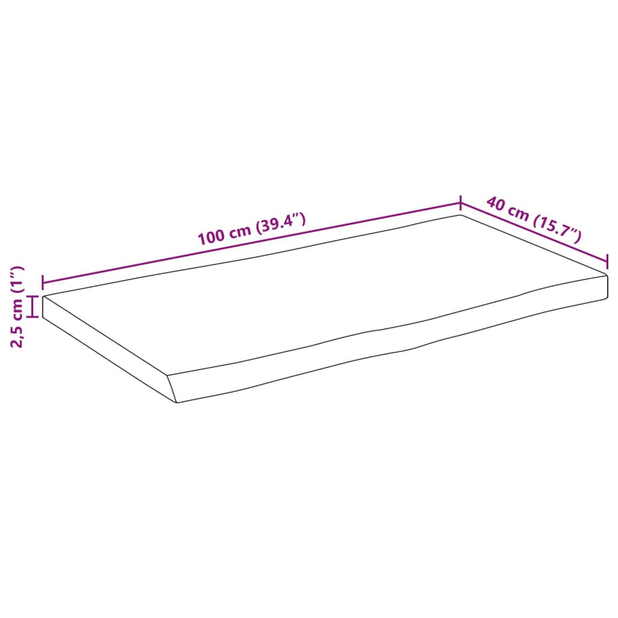 Tafelblad met natuurlijke rand 100x40x2,5 cm massief mangohout
