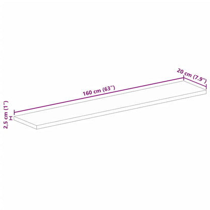 Tafelblad Rechthoekig 160X20X2,5 Cm Massief Acaciahout Acaciahout (Naturel) 25 mm 160 x 20 cm