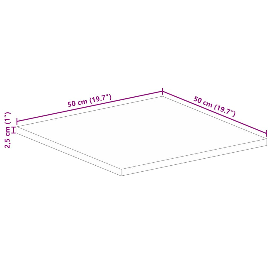 Tafelblad Vierkant 50X50X2,5 Cm Massief Acaciahout Acaciahout (Naturel) 25 mm 50 x 50 cm