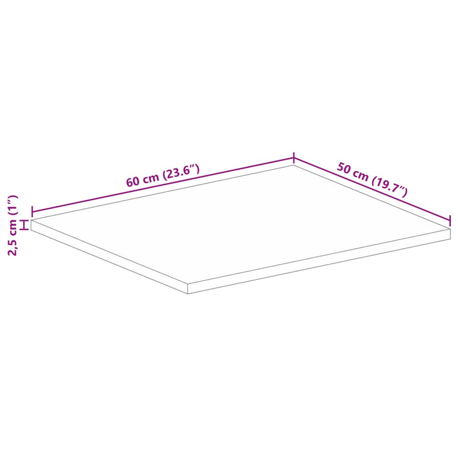 Tafelblad Rechthoekig 60X50X2,5 Cm Bruin 60 x 50 x 2.5 cm Massief acaciahout