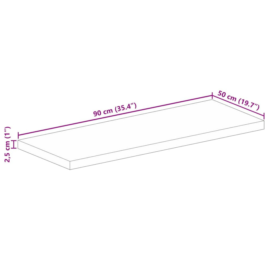 Tafelblad rechthoekig 90x50x2,5 cm massief acaciahout