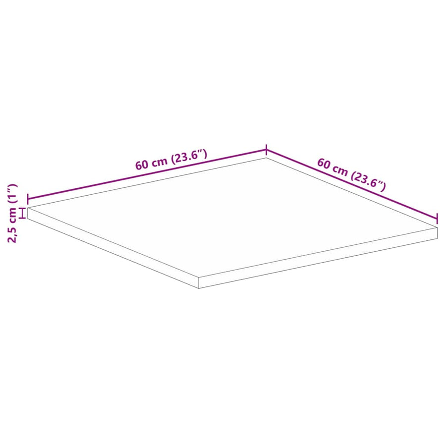 Tafelblad Vierkant 60X60X2,5 Cm Massief Acaciahout Acaciahout (Naturel) 25 mm 60 x 60 cm