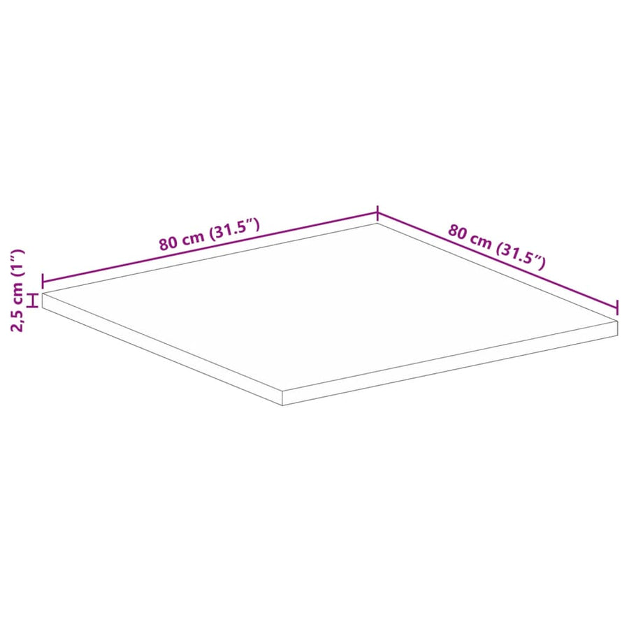 Tafelblad Vierkant 80X80X2,5 Cm Massief Acaciahout Acaciahout (Naturel) 25 mm 80 x 80 cm