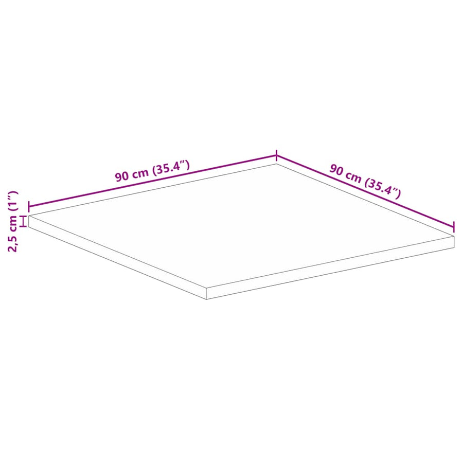 Tafelblad Vierkant 90X90X2,5 Cm Massief Acaciahout Acaciahout (Naturel) 25 mm