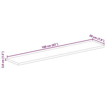 Tafelblad Rechthoekig 160X20X3,8 Cm Massief Acaciahout Acaciahout (Naturel) 38 mm 160 x 20 cm