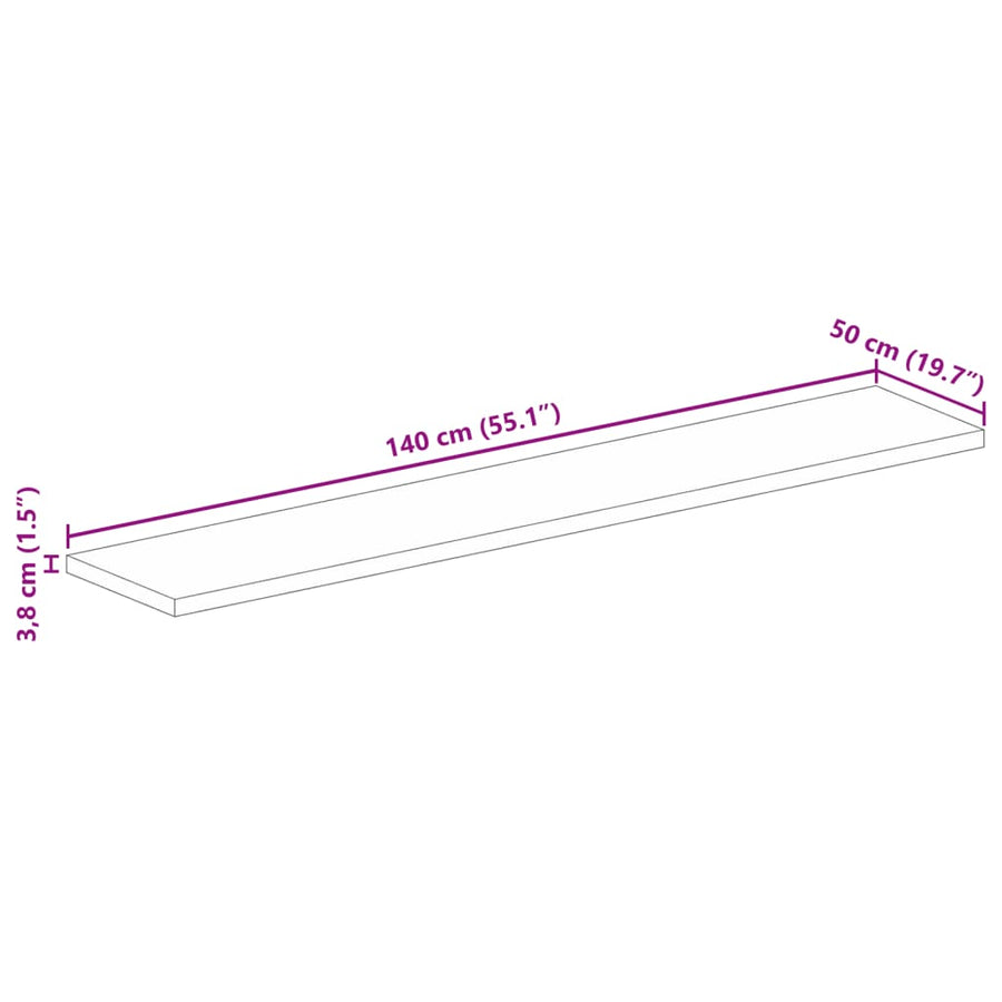 Tafelblad Rechthoekig 140X50X3,8 Cm Bruin 140 x 50 x 3.8 cm Massief acaciahout