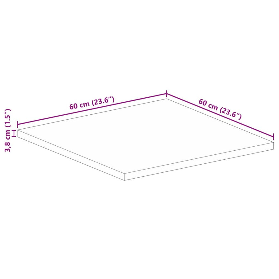 Tafelblad Vierkant 60X60X3,8 Cm Bruin 60 x 60 x 3.8 cm Massief acaciahout