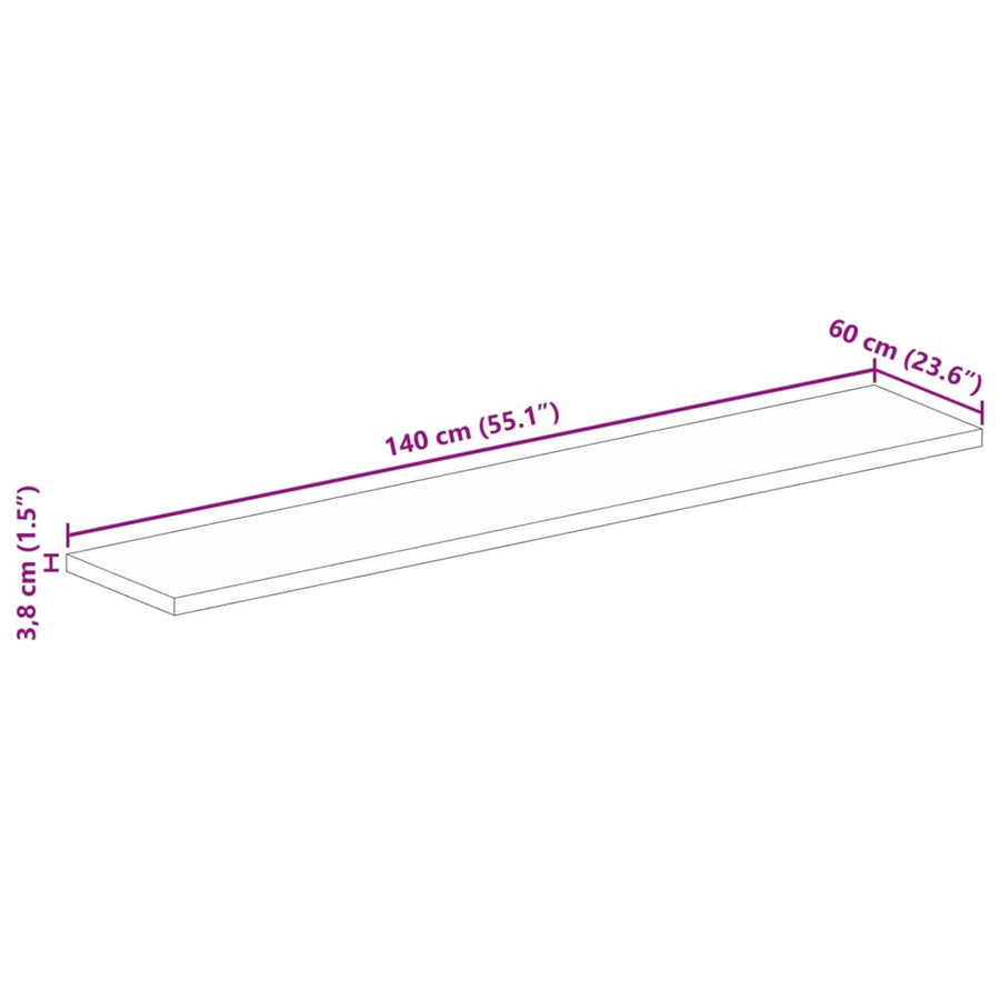 Tafelblad Rechthoekig 140X60X3,8 Cm Massief Acaciahout