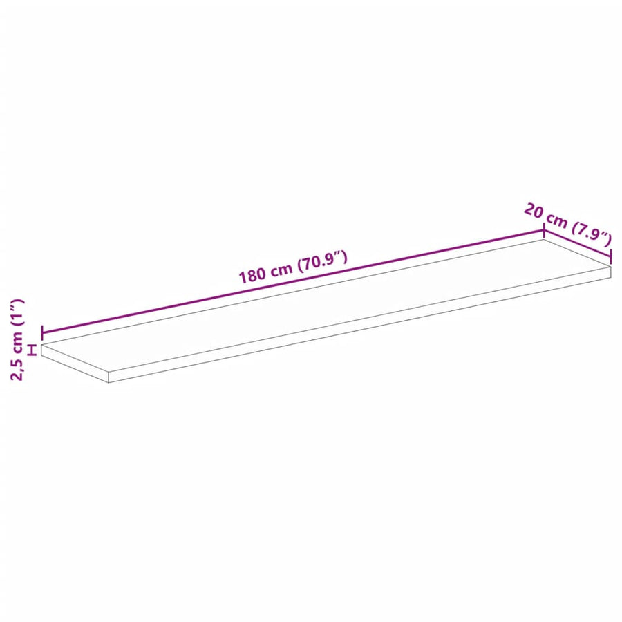 Tafelblad rechthoekig 180x20x2,5 cm massief gerecycled hout