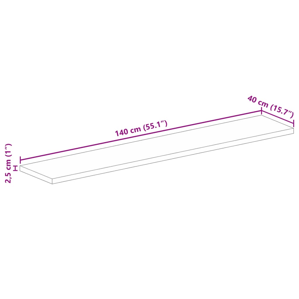 Tafelblad Rechthoekig 140X40X2,5 Cm Massief Gerecycled Hout Gerecycled Hout (Meerkleurig) 25 mm