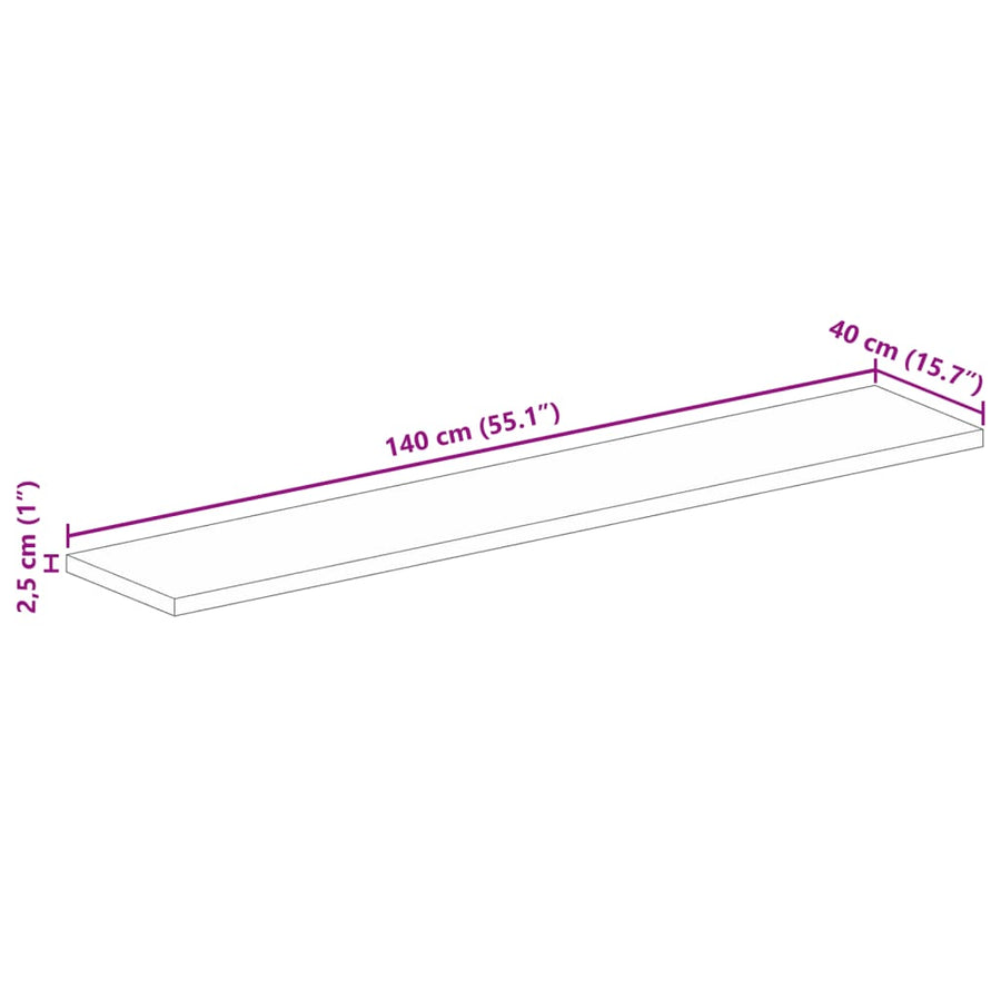 Tafelblad Rechthoekig 140X40X2,5 Cm Massief Gerecycled Hout Gerecycled Hout (Meerkleurig) 25 mm