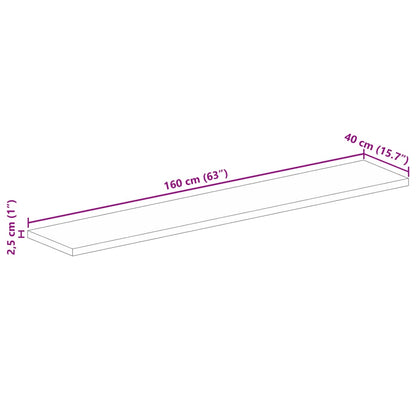 Tafelblad rechthoekig 160x40x2,5 cm massief gerecycled hout