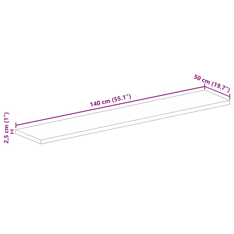 Tafelblad Rechthoekig 140X50X2,5 Cm Massief Gerecycled Hout Gerecycled Hout (Meerkleurig) 25 mm 140 x 50 cm