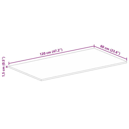 Tafelblad rechthoekig 120x60x1,5 cm massief gerecycled hout