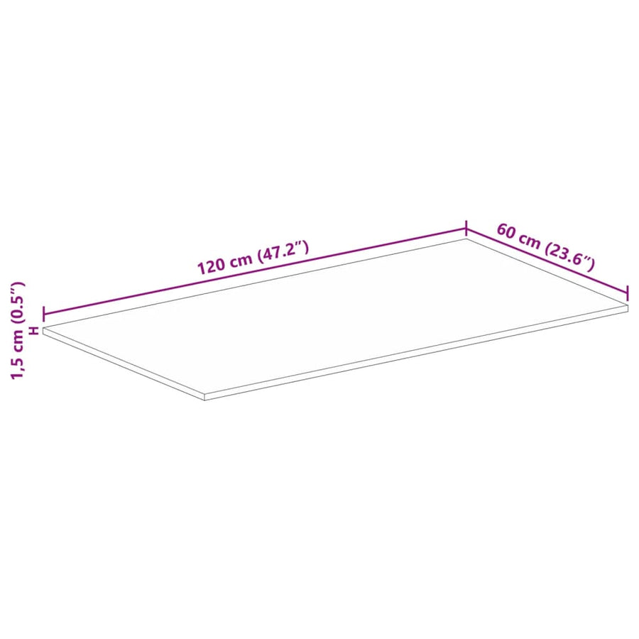 Tafelblad rechthoekig 120x60x1,5 cm massief gerecycled hout