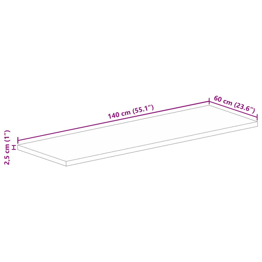Tafelblad Rechthoekig 140X60X2,5 Cm Massief Gerecycled Hout Gerecycled Hout (Meerkleurig) 25 mm 140 x 60 cm