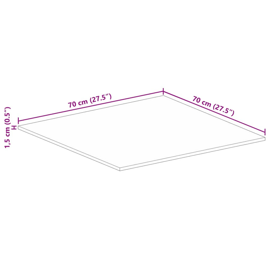 Tafelblad vierkant 70x70x1,5 cm massief gerecycled hout