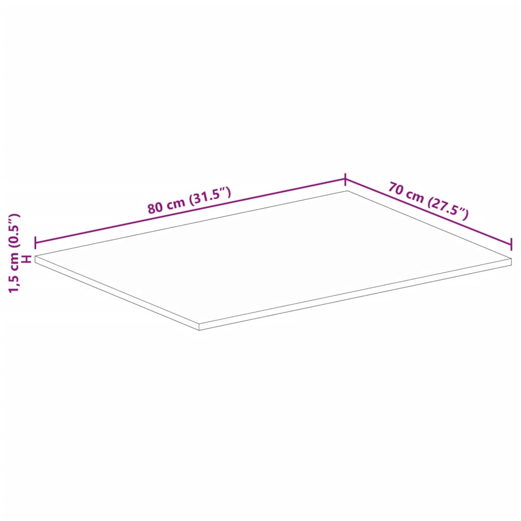 Tafelblad Rechthoekig 80X70X1,5 Cm Massief Gerecycled Hout Gerecycled Hout (Meerkleurig) 15 mm 80 x 70 cm