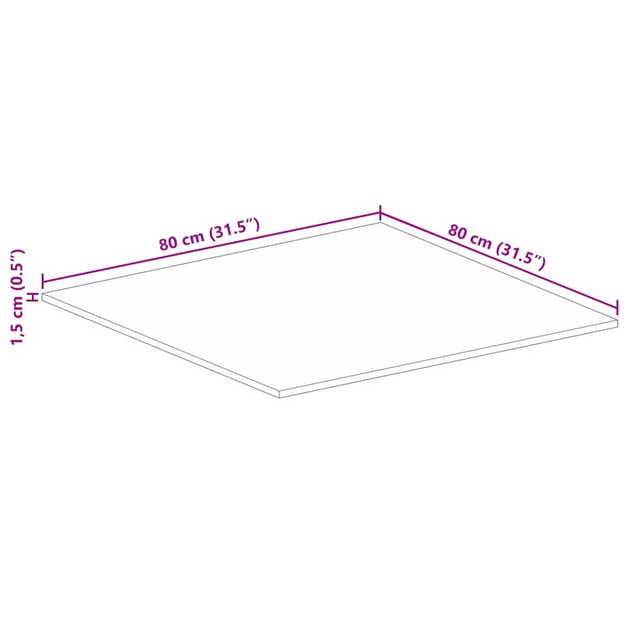 Tafelblad vierkant 80x80x1,5 cm massief gerecycled hout