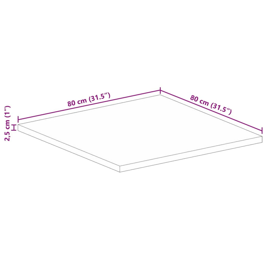 Tafelblad vierkant 80x80x2,5 cm massief gerecycled hout