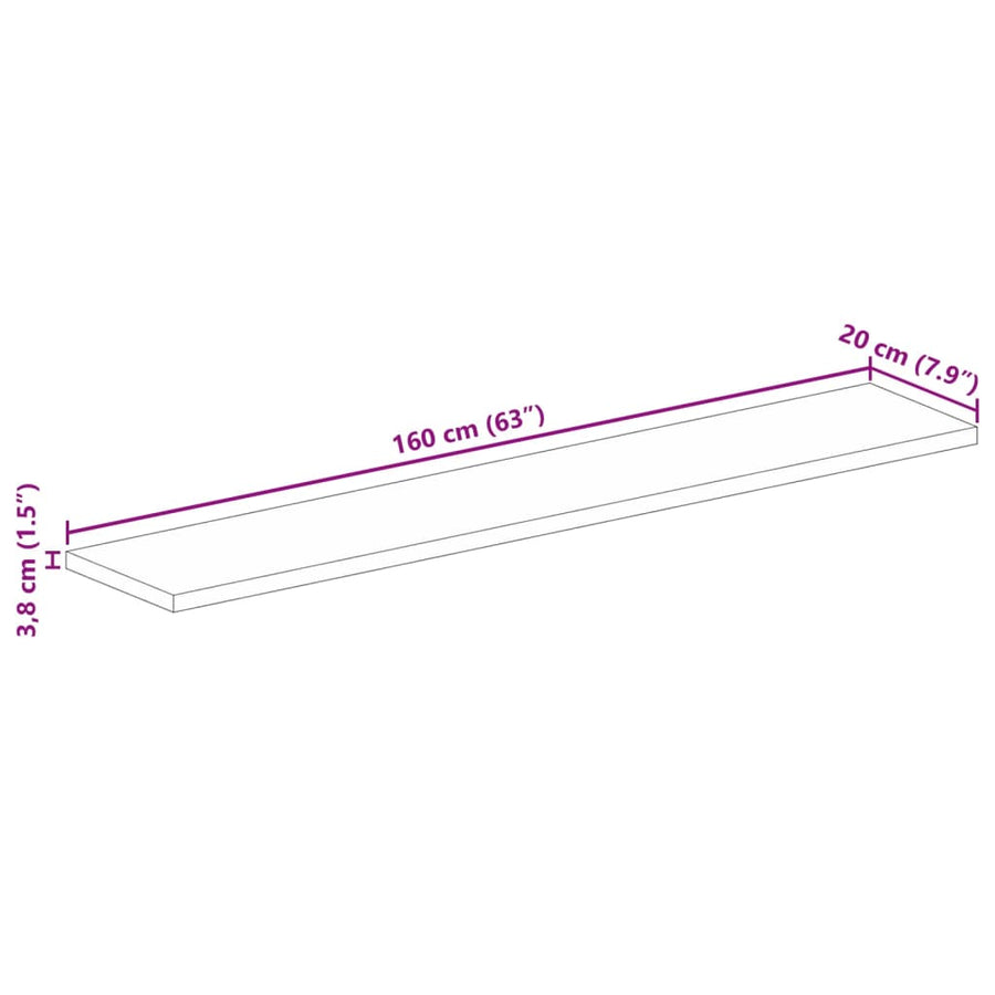 Tafelblad Rechthoekig 160X20X3,8 Cm Massief Gerecycled Hout Gerecycled Hout (Meerkleurig) 38 mm 160 x 20 cm