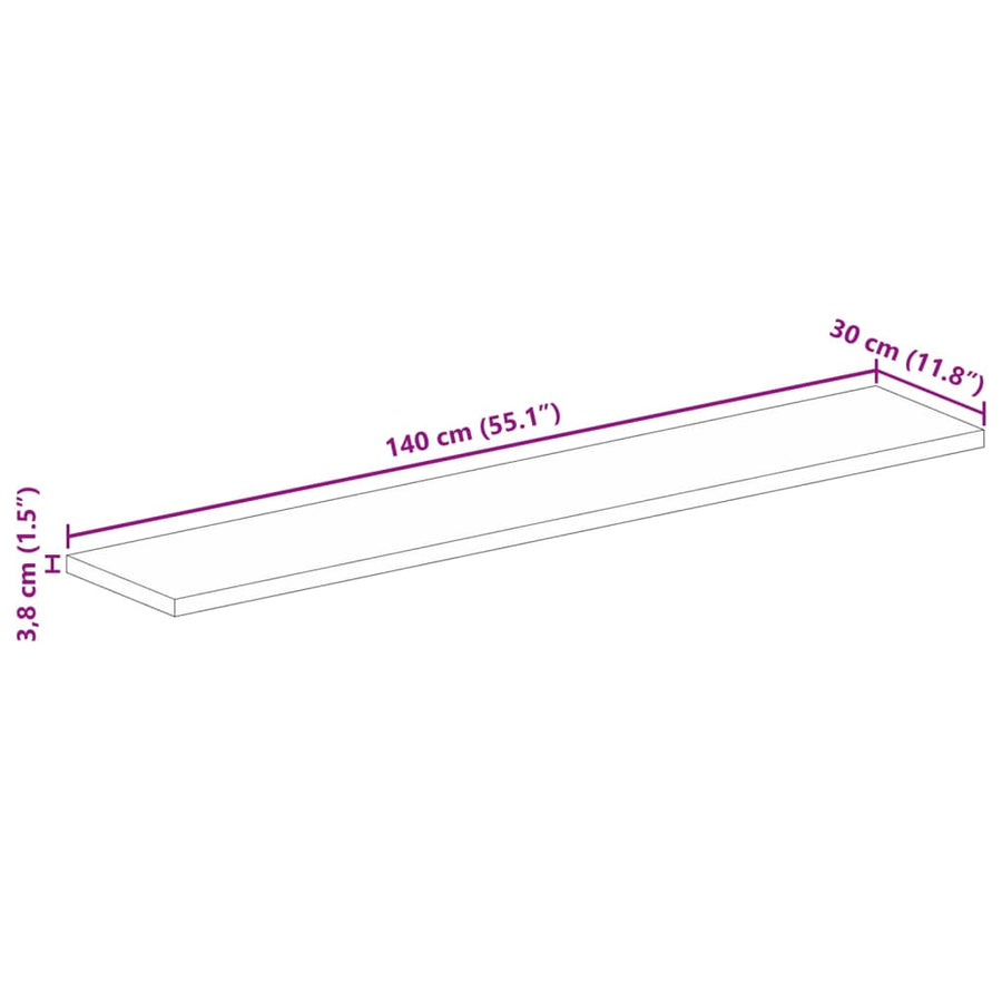 Tafelblad Rechthoekig 140X30X3,8 Cm Massief Gerecycled Hout Gerecycled Hout (Meerkleurig) 38 mm 140 x 30 cm