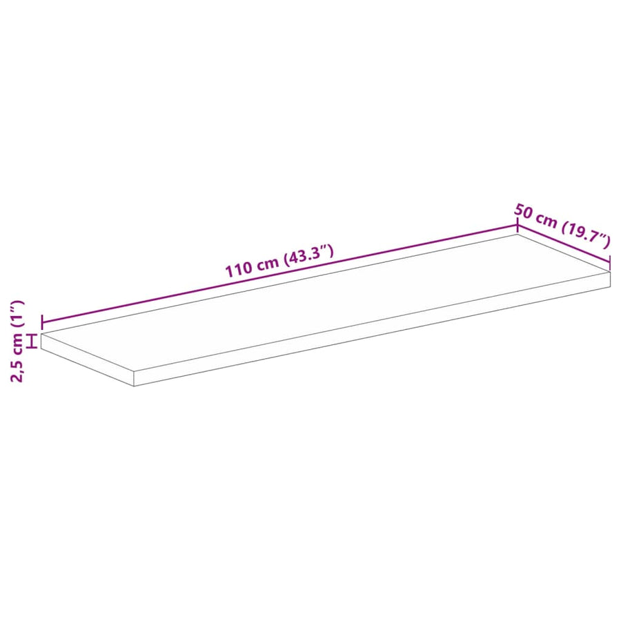 Tafelblad Rechthoekig 110X50X2,5 Cm Massief Gerecycled Hout Gerecycled Hout (Naturel) 25 mm