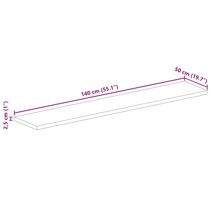 Tafelblad rechthoekig 140x50x2,5 cm massief gerecycled hout