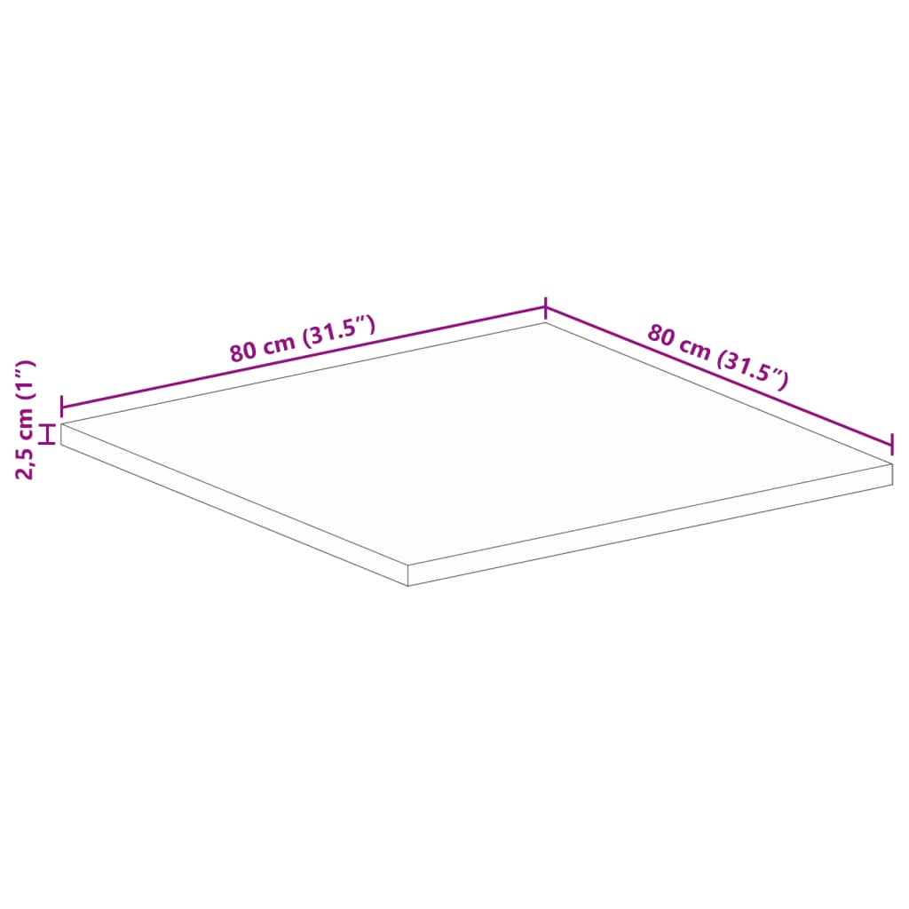 Tafelblad vierkant 80x80x2,5 cm massief gerecycled hout