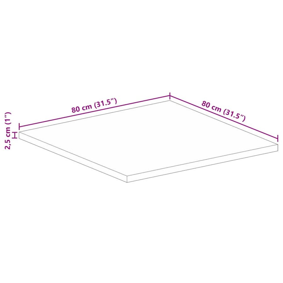 Tafelblad vierkant 80x80x2,5 cm massief gerecycled hout