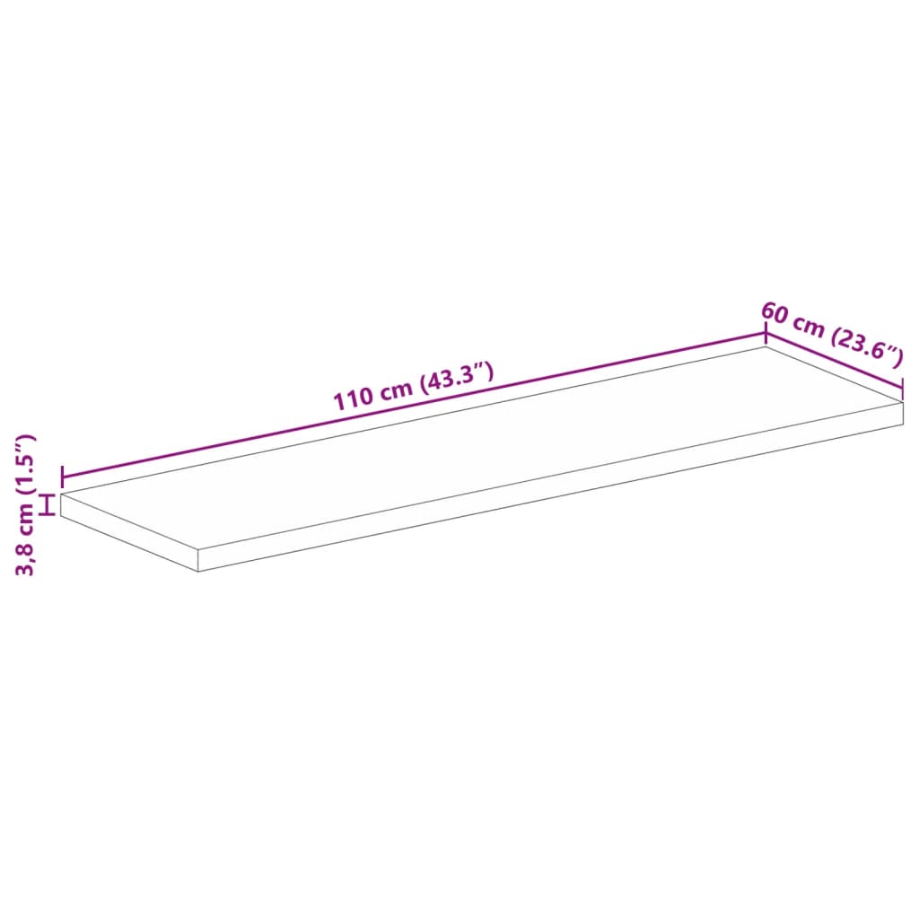Tafelblad Rechthoekig 110X60X3,8 Cm Massief Gerecycled Hout Gerecycled Hout (Naturel) 38 mm 110 x 60 cm