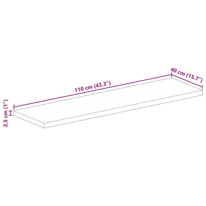 Tafelblad rechthoekig 110x40x2,5 cm massief ruw mangohout