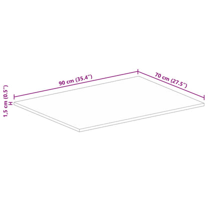 Tafelblad rechthoekig 90x70x1,5 cm massief ruw mangohout