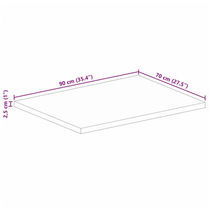 Tafelblad rechthoekig 90x70x2,5 cm massief ruw mangohout