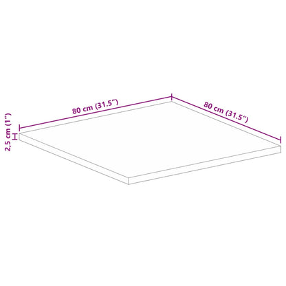 Tafelblad Vierkant 80X80X2,5 Cm Massief Ruw Mangohout Ruw Mangohout (Naturel) 25 mm 80 x 80 cm