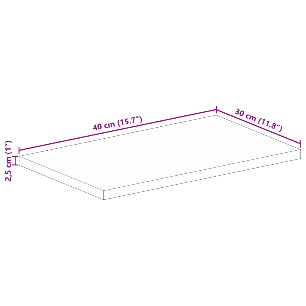 Tafelblad Rechthoekig 40X30X2,5 Cm Massief Mangohout Mangohout (Naturel) 25 mm 40 x 30 cm
