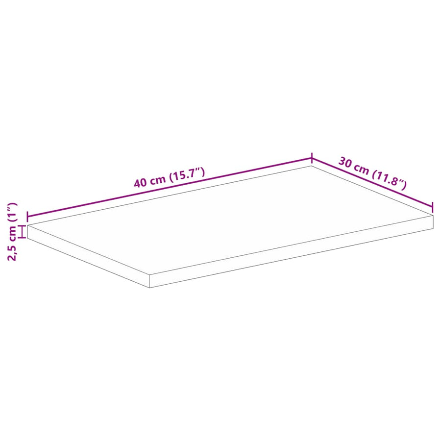 Tafelblad Rechthoekig 40X30X2,5 Cm Massief Mangohout Mangohout (Naturel) 25 mm 40 x 30 cm